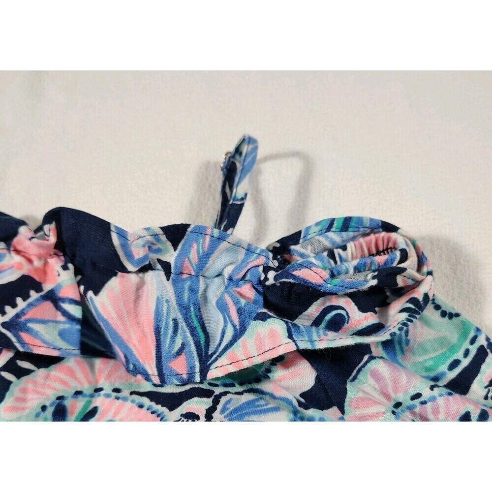 Lilly Pulitzer Girls Off Shoulder Romper Size Large 8-10 Preppy Coastal Ruffle - Picture 2 of 7